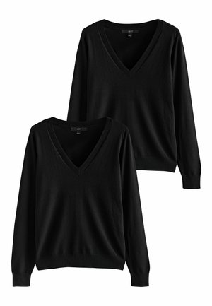 REGULAR FIT - SOFT TOUCH V-NECK 2 PACK  - Pulóver - black