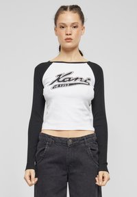 Karl Kani - VARSITY CROP BLOCK - Top dugih rukava - white black Minijatura 1