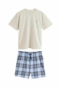 Next - REGULAR FIT - CHECK SHORT SLEEVE SET - Pyjama set - navy blue grey marl Thumbnail Image 1