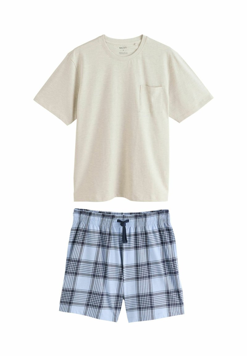 Next - REGULAR FIT - CHECK SHORT SLEEVE SET - Pyjama set - navy blue grey marl, Enlarge