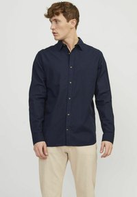 Jack & Jones - JJESUMMER LINEN MIX SHIRT - Overhemd - navy blazer Miniatuurafbeelding 1