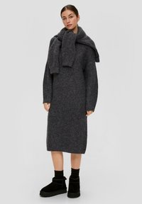 QS Gebreide jurk - dunkelgrau