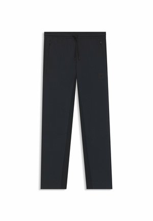 Svart träningsbyxor med elastisk midja, dragsko och två fickor med dragkedja. Har en texturerad tyg och en slim fit-design.