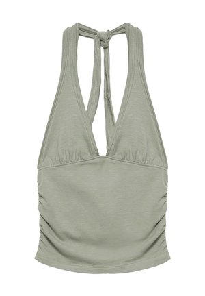 PULL&BEAR, HALTER TOP WITH TIE DETAIL - Débardeur - khaki