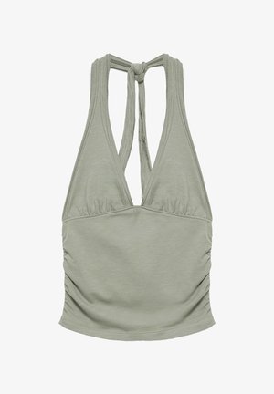 PULL&BEAR, HALTER TOP WITH TIE DETAIL - Débardeur - khaki