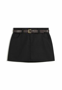 BELTED - Jeansrok - black