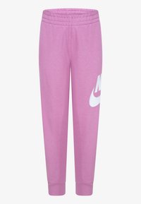 Ροζ φόρμες μέσα με ελαστική ζώνη, που στενεύουν στους αστραγάλους, και έχουν το λευκό λογότυπο της Nike στο αριστερό πόδι. Μαλακό βαμβακερό υλικό.