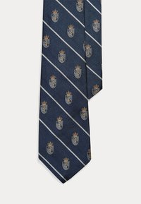STRIPED SILK REPP CLUB TIE - Tie - navy