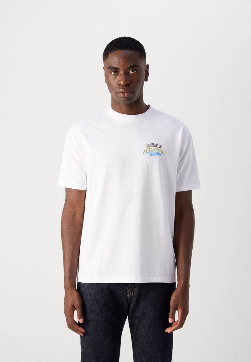 T-shirt Homme Noir Imprimé Floral Scotch & Soda - Neuf Avec étiquettes, Taille S, 100% Coton
