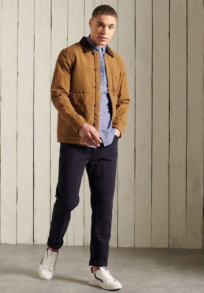 men washed jersey work jacket