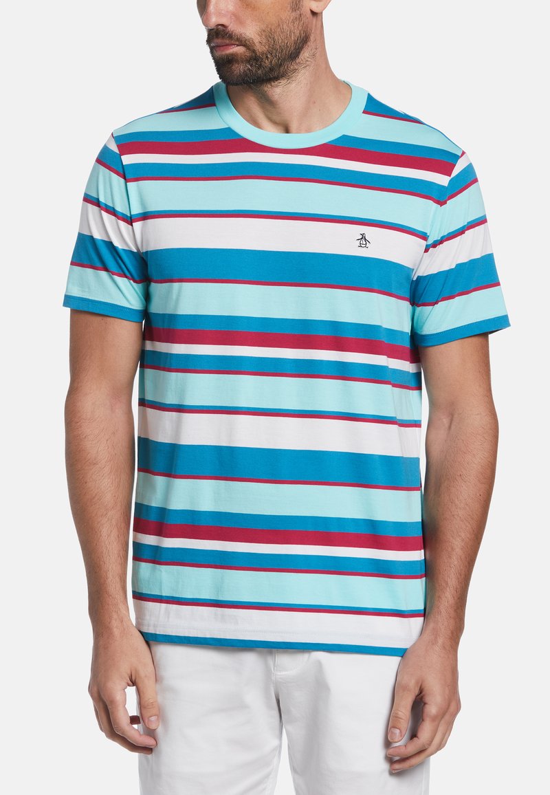 Original Penguin ALL OVER STRIPE TShirt print aruba blue/blau Zalando.at