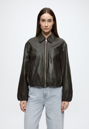 LEATHER JACKETS,SHORT BOMBER - Casaco de couro - black espresso