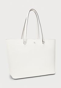 Lauren Ralph Lauren CROSSHATCH LEATHER LARGE KARLY TOTE - Bevásárlótáska - soft white