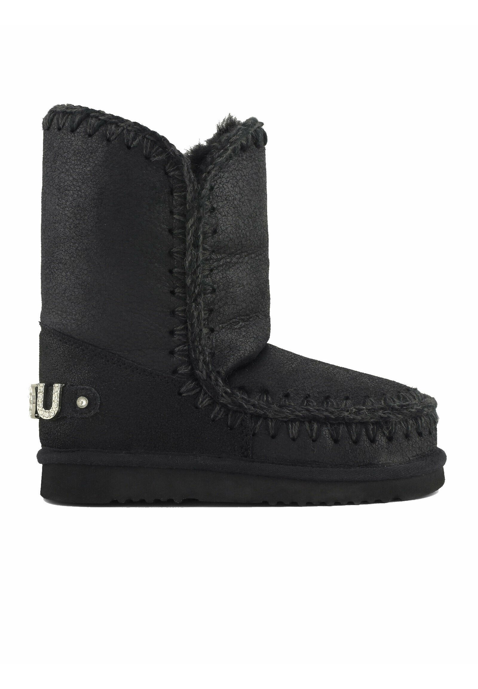 Stivali Montone Mou Nere Pelle Mou Stivali Alti Black/nero