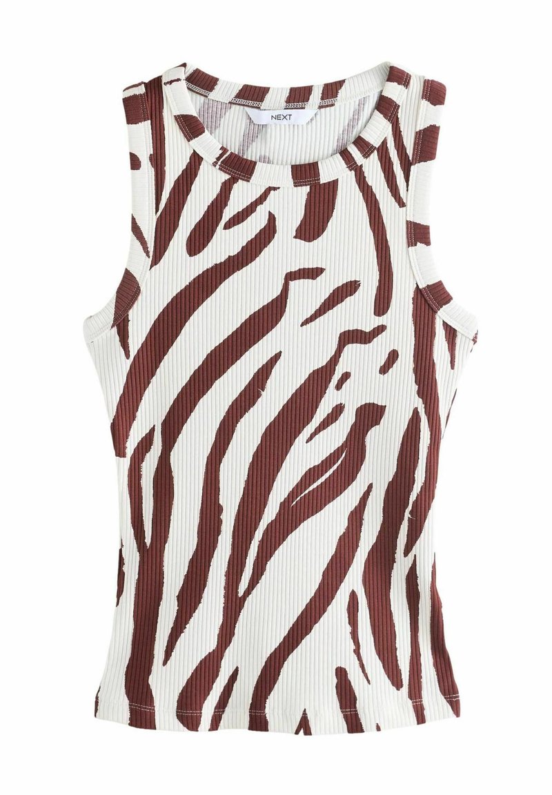 next-regular-fit-racer-tank-sleeveless-top-zebra-print-hvid
