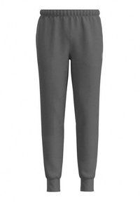 Un pantalon de survêtement gris en tissu doux avec une taille élastique, des jambes fuselées et des poignets côtelés. Il comporte un logo discret sur le côté.