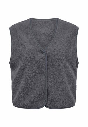 Ulla Popken, TEDDYWESTE, KURZ, V-AUSSCHNITT, ÄRMELLOS, DRUCKKNÖPFE - Vest - graphite grey