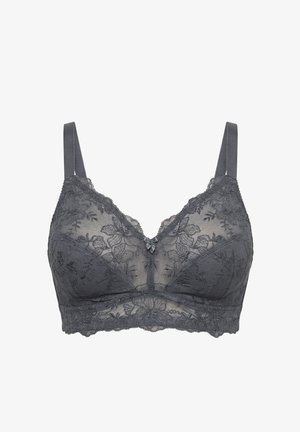 Ulla Popken, SUPPORT BRA, EMBROIDERED LACE, WIRELESS, CUP B–H - Triangel BH - dark grey green