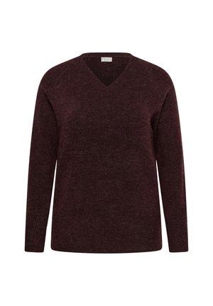 Kaffe Curve, KCNIELA V-NECK - Strickpullover - fudge melange