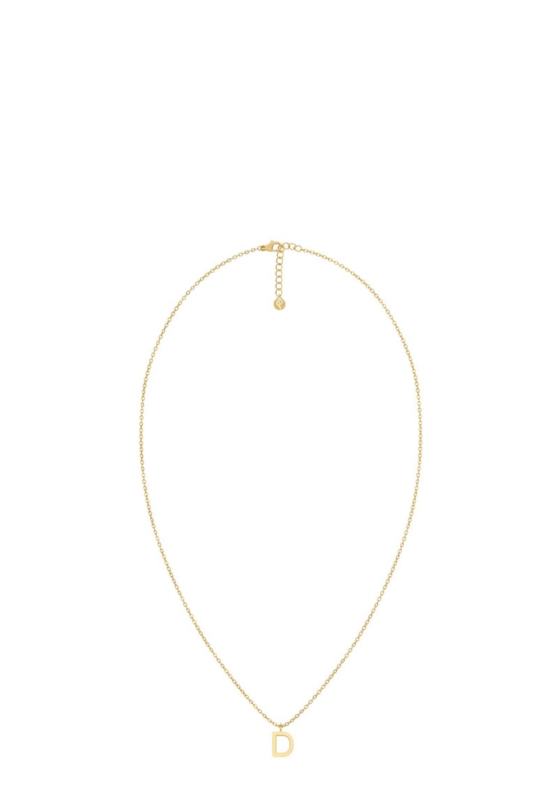 Kullatud ahelakaelakee, millel on lihtne ümmargune lingidisain ja ripats, millel on täht "D". Reguleeritav klamber koos pikendusahelaga.