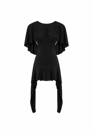 #VDR VILLADELLEROSE, ASYMMETRIC CAPED MINI DRESS - Φόρεμα από ζέρσεϊ - black