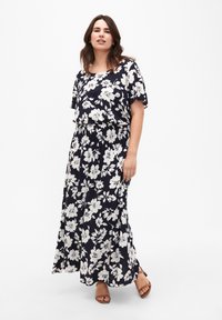 Zizzi FLASH MIT SMOK - Maxi sukně - n. sky white flower