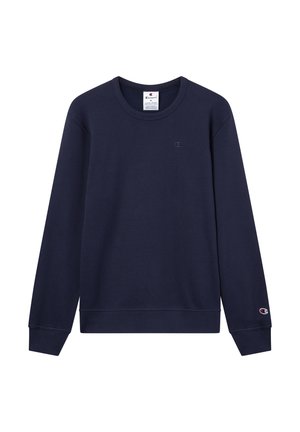 Navy blue sweatshirt made of cotton blend. Features long sleeves, ribbed cuffs, crew neckline, and logo embroidered on chest.