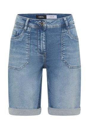 Cecil, MID-WAIST SLIM-LEG SHORTS IN A CASUAL FIT - Shorts vaqueros - mid blue wash