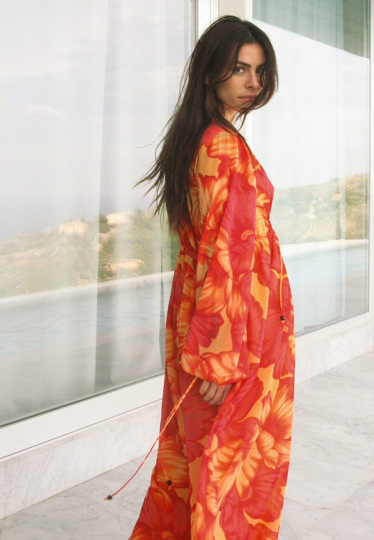 zara orange kaftan