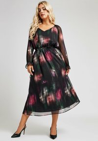 Yours Clothing FLORAL  - Vapaa-ajan mekko - black