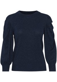 ICHI Stickad tröja - dark blue