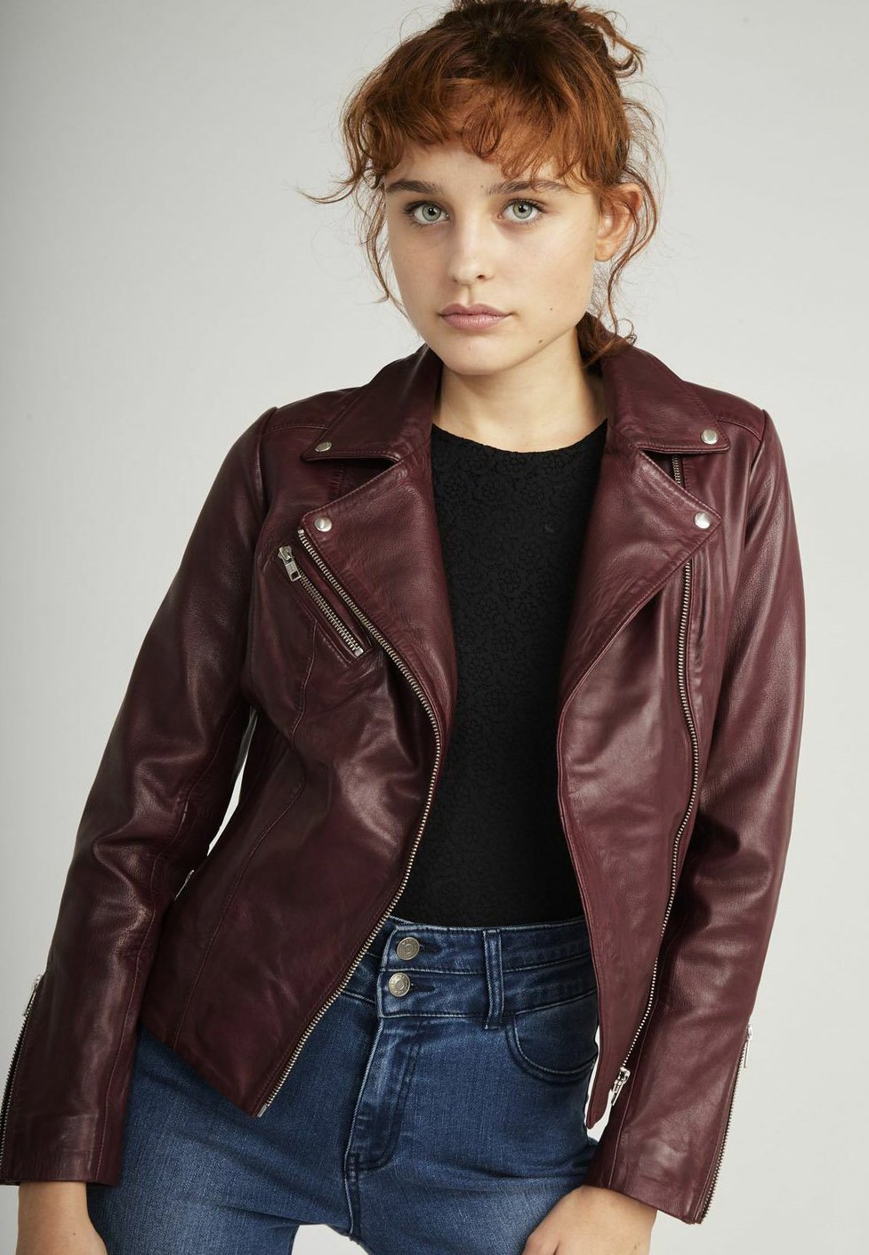 Naf Naf Leather Jacket Red Zalando Co Uk