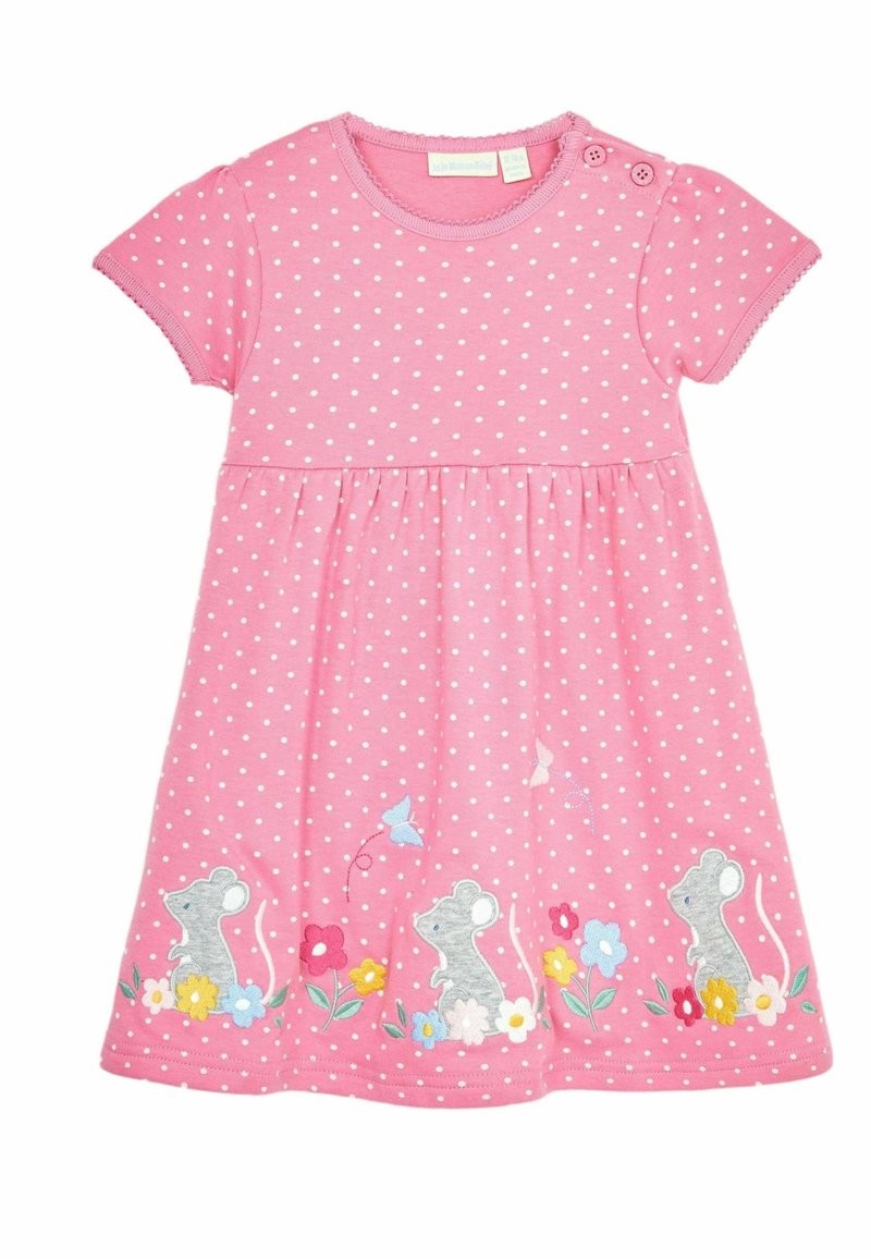 JoJo Maman Bébé APPLIQUÉ  REGULAR FIT - Džersejové šaty - pink mouse spot