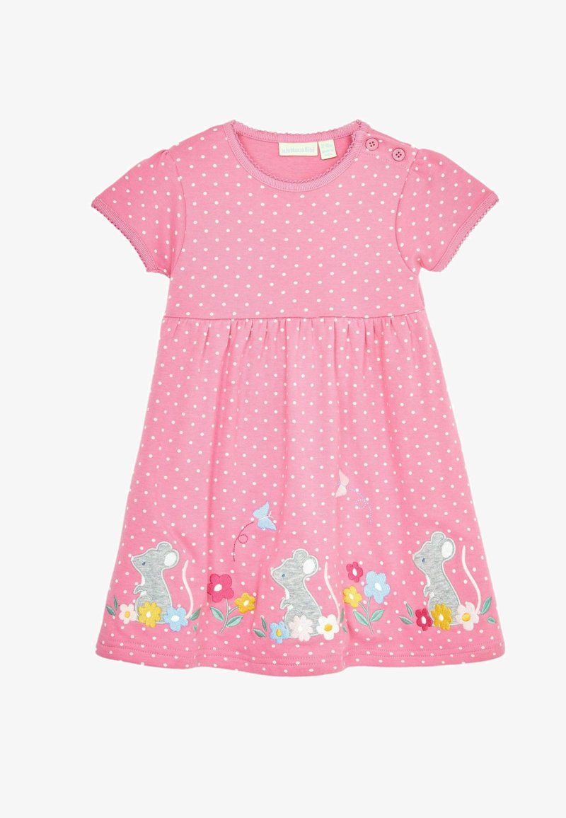 JoJo Maman Bébé APPLIQUÉ REGULAR FIT - Džersejové šaty - pink mouse spot