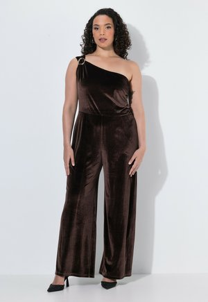 Ulla Popken VELVET ONE SHOULDER JUMPSUIT - Jumpsuit - chocolate