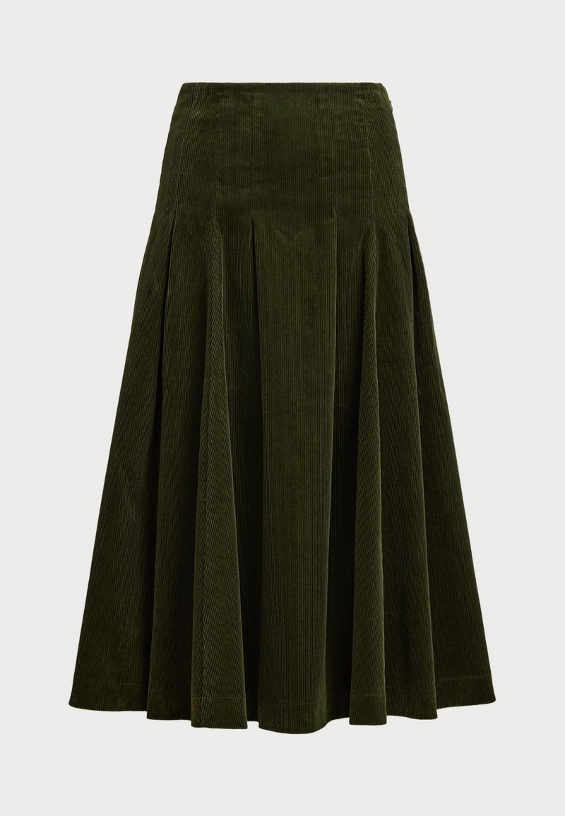 Polo Ralph Lauren PLEATED CORDUROY SKIRT - Skladaná sukňa - olive
