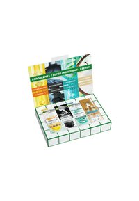 Ensemble de soins Garnier comprenant six flacons de sérums de différentes couleurs. La boîte présente les ingrédients et les bienfaits avec un emballage vert et blanc.