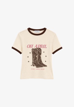 OH APRIL, REGULAR T-SHIRT BOOTS - Μπλουζάκι με στάμπα - off white