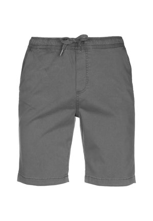 Sive bombažne kratke hlače z elastičnim pasom, nastavljivim vrvico in stranskimi žepi. Preprost dizajn z ravnim krojem in robom.