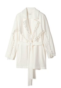 FRINGED BELTED JACKET - Krátky kabát - white