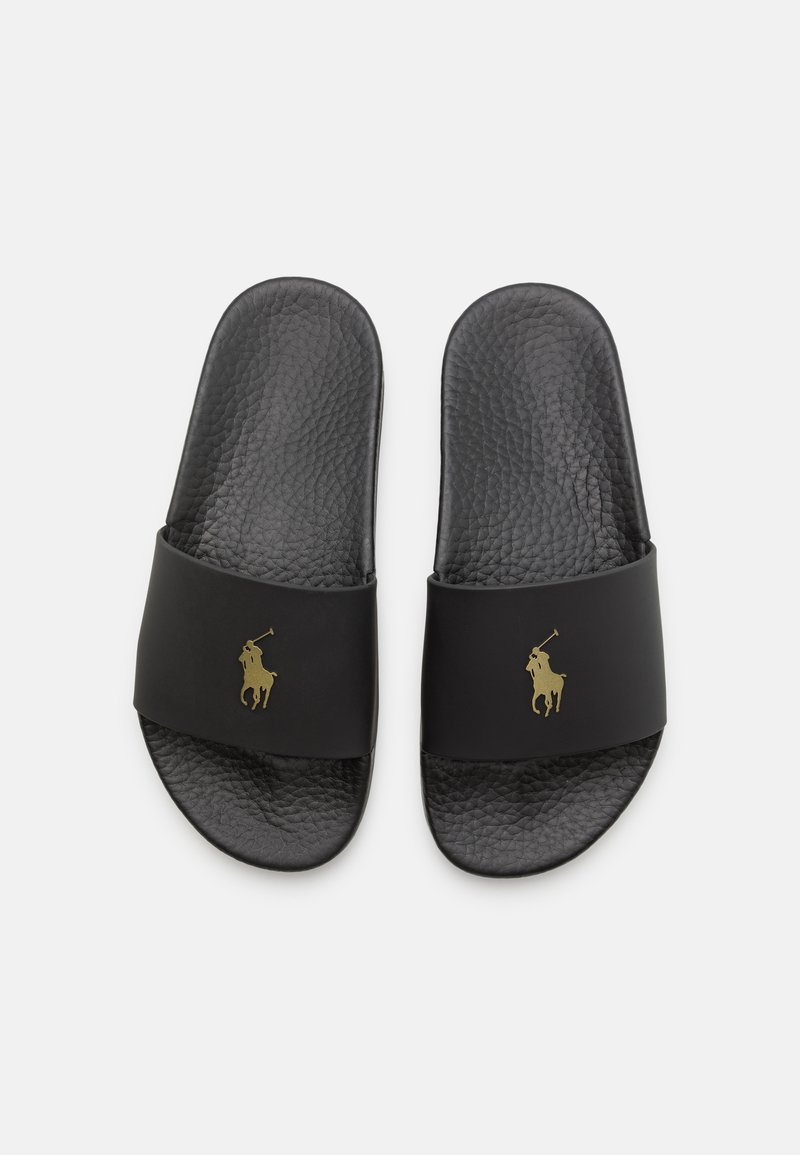 Polo Lauren UNISEX - Chanclas de baño - black/gold/negro - Zalando.es