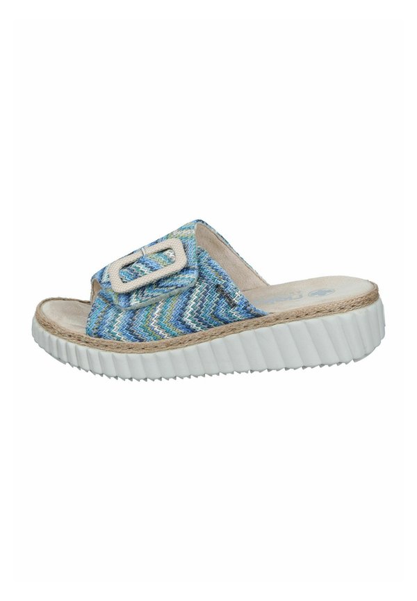Pantolette flach - blau multi