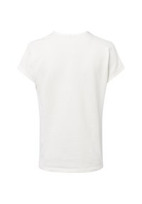 White short-sleeve t-shirt with a textured surface and a round neckline, featuring a relaxed fit and no visible branding or accents.