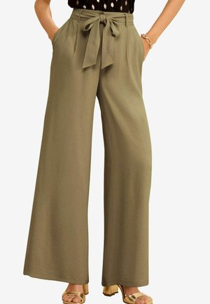 Love & Roses FRONT WIDE LEG - Kalhoty - khaki green