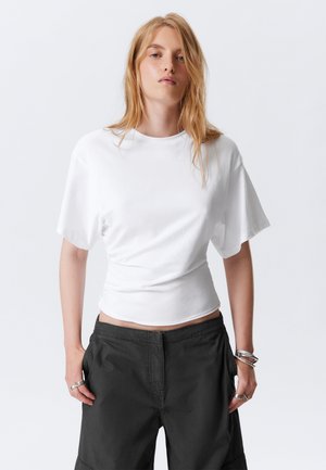 DRAPED - T-shirt basique - white