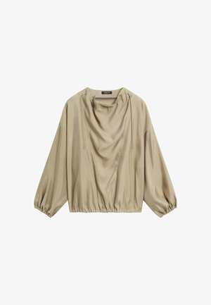 Massimo Dutti, FLOWING BLOUSE WITH DRAWSTRING NECK DETAIL - Blouse - sand