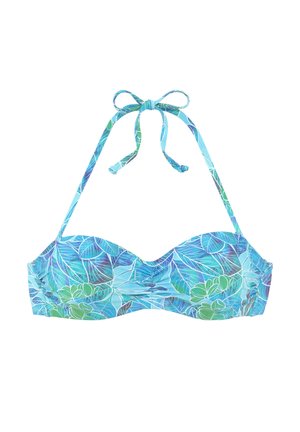 BÜGEL-BANDEAU - Bikini top - türkis bedruckt
