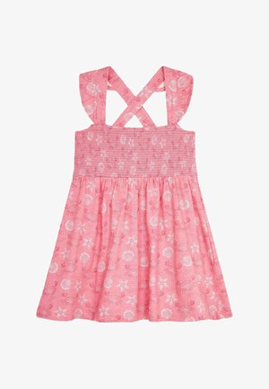 JoJo Maman Bébé CRAB CROSS BACK SMOCKED REGULAR FIT - Kasdienė suknelė - coral pink crab