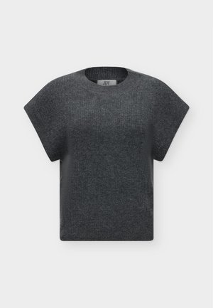 JDY, JDYELNE S/S O-NECK PULLOVER KNT - Обикновена тениска - dark grey melange