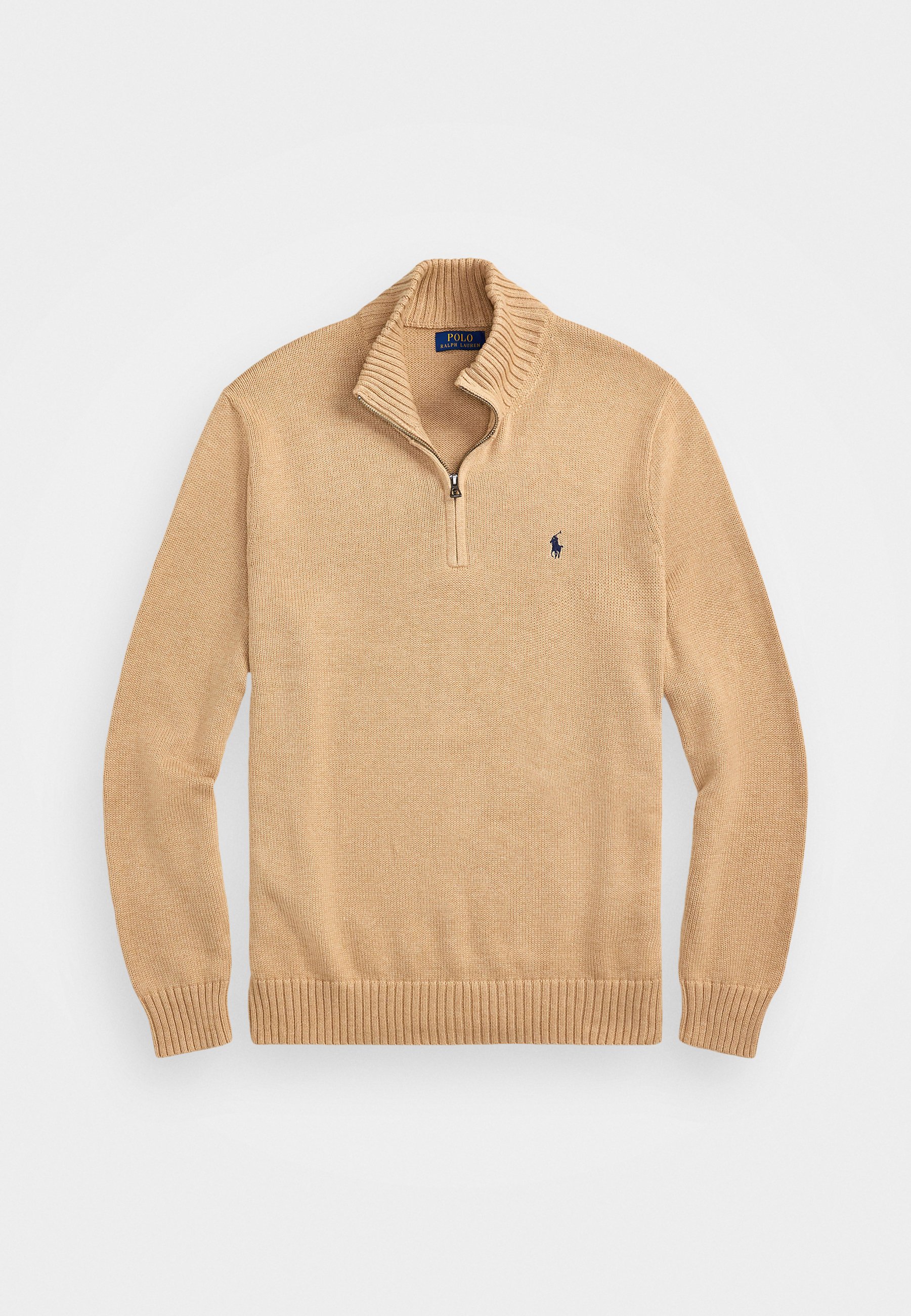 POLO RALPH LAUREN ベージュ ネイビー Polo Ralph Lauren Big & Tall COTTON QUARTER-ZIP SWEATER - Jumper